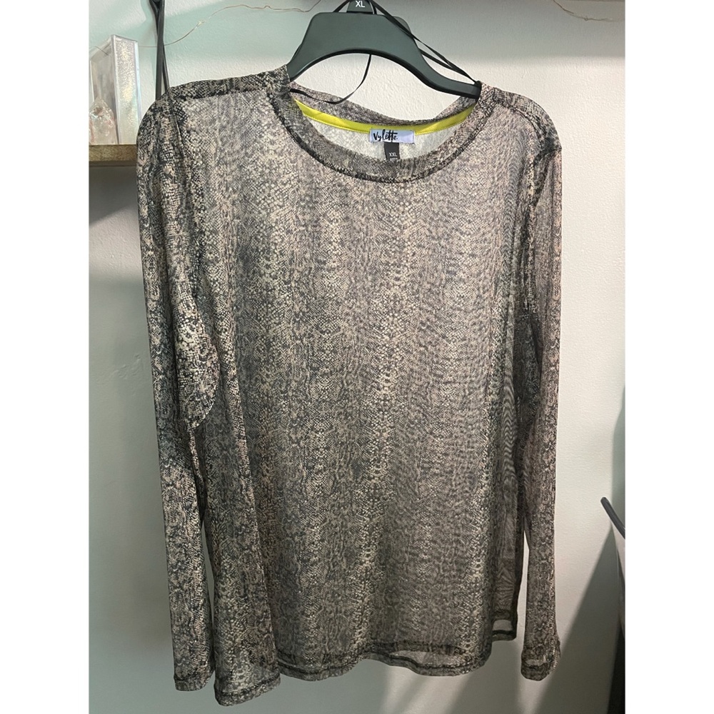 Snake Print Mesh Blouse